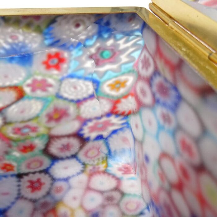 fratelli toso murano vintage millefiori floral pattern mosaic italian art glass vanity casket jewelry box as is 5078