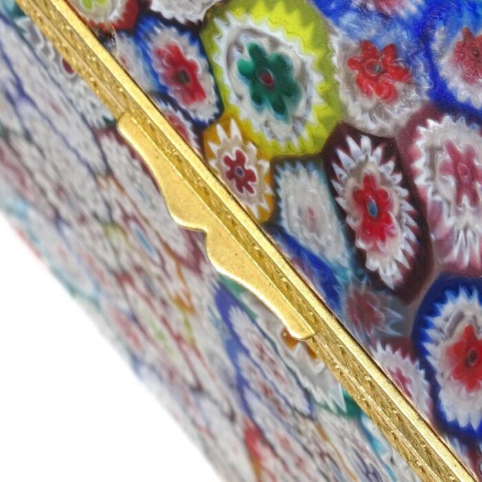 fratelli toso murano vintage millefiori floral pattern mosaic italian art glass vanity casket jewelry box as is 5433