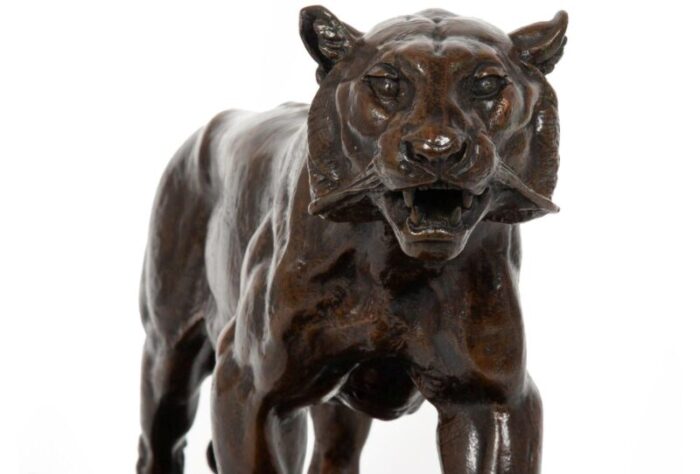 french 1880s bronze sculpture tiger walking by antoine louis barye 7955