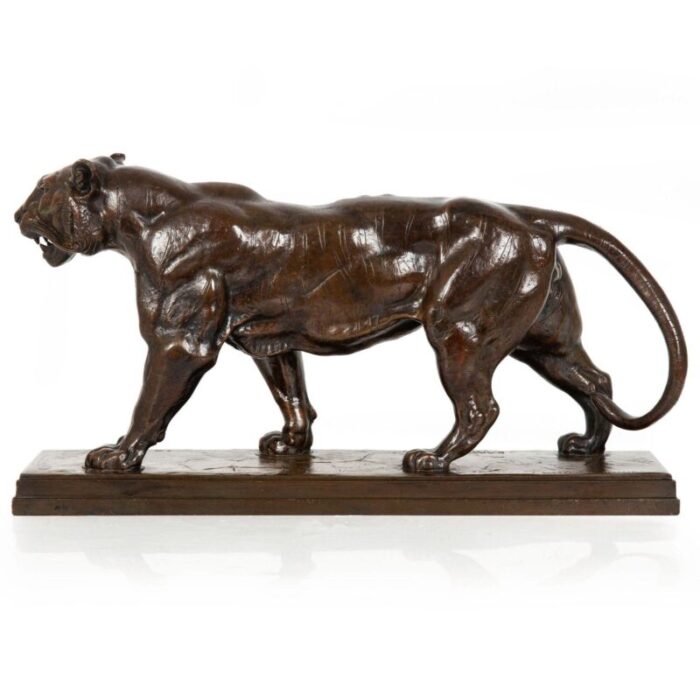 french 1880s bronze sculpture tiger walking by antoine louis barye 8779