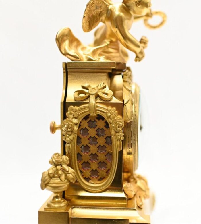 french cherub gilt mantle clock by francois linke 1890s 14