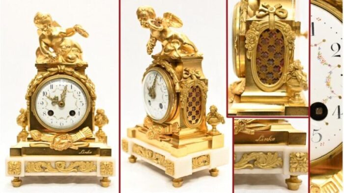 french cherub gilt mantle clock by francois linke 1890s 2