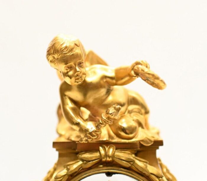 french cherub gilt mantle clock by francois linke 1890s 3