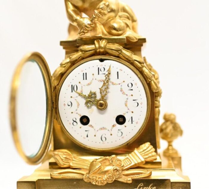 french cherub gilt mantle clock by francois linke 1890s 5