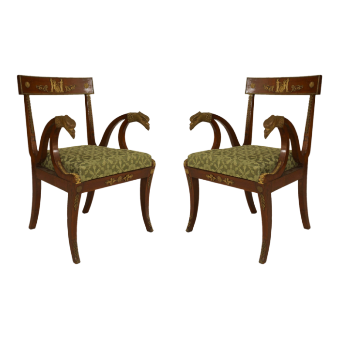 french empire green armchairs a pair 0615