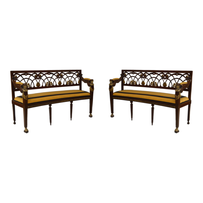 french empire mahogany loveseats a pair 9115