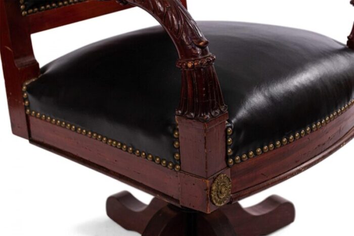 french empire style black leather swivel chair 1620