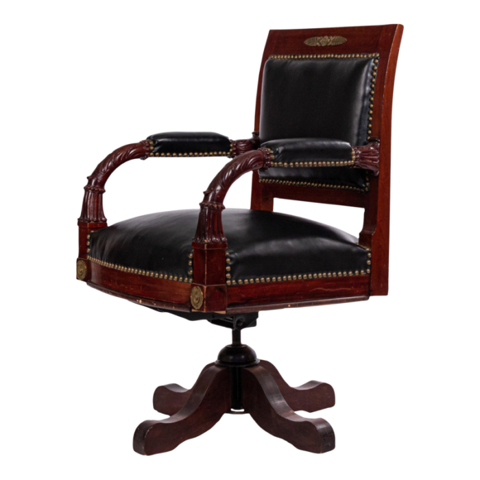 french empire style black leather swivel chair 5479