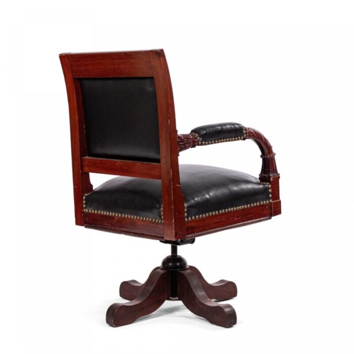 french empire style black leather swivel chair 6235