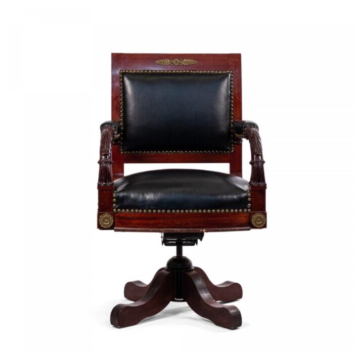 french empire style black leather swivel chair 7215