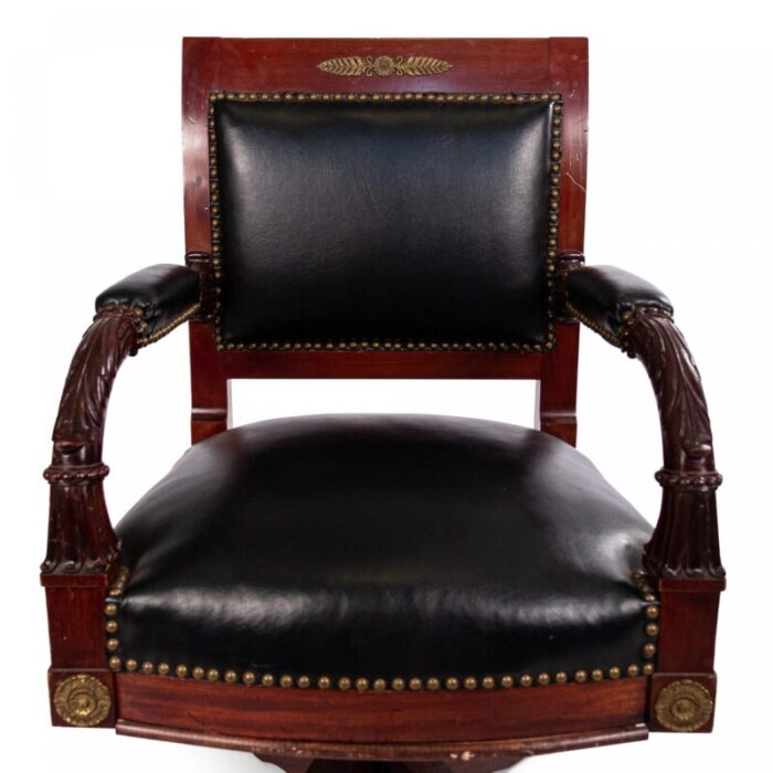 french empire style black leather swivel chair 7676