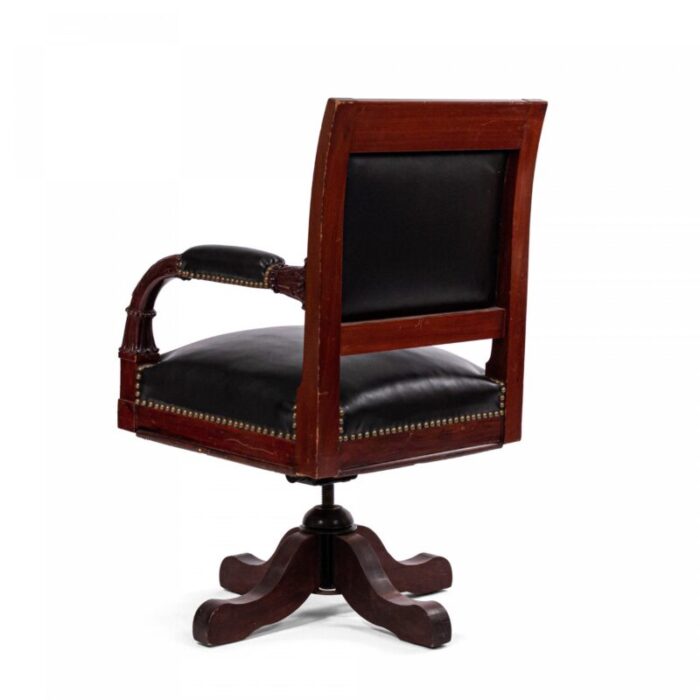 french empire style black leather swivel chair 8088