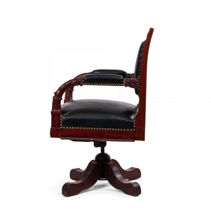 french empire style black leather swivel chair 9448