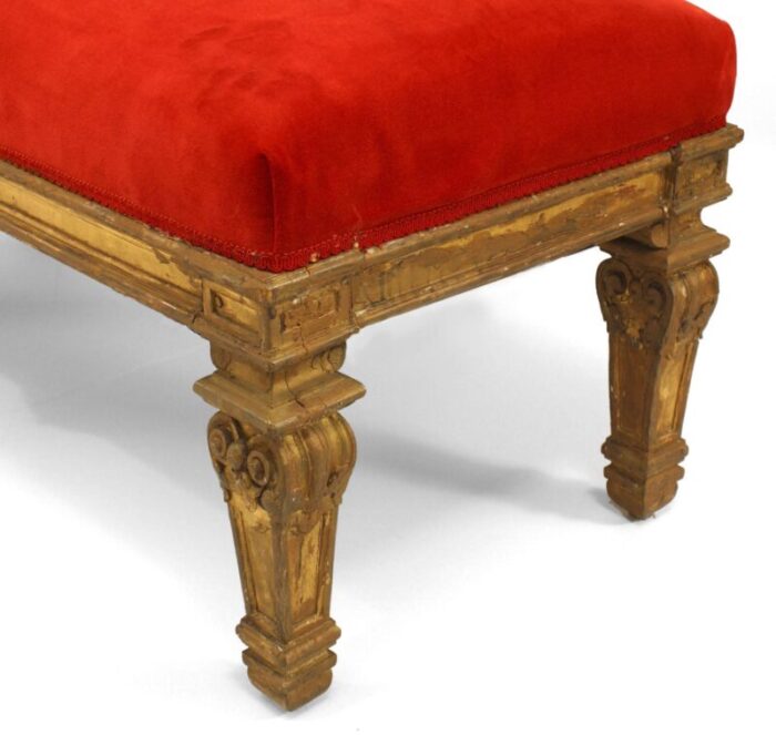 french louis xiv red velvet benches a pair 6691