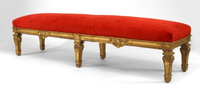 french louis xiv red velvet benches a pair 9012