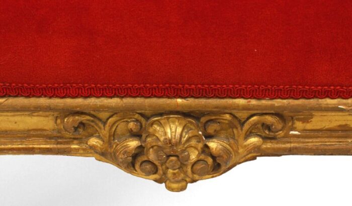 french louis xiv red velvet benches a pair 9112