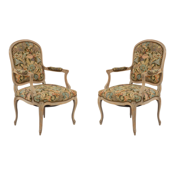 french louis xv bleached armchairs a pair 6352