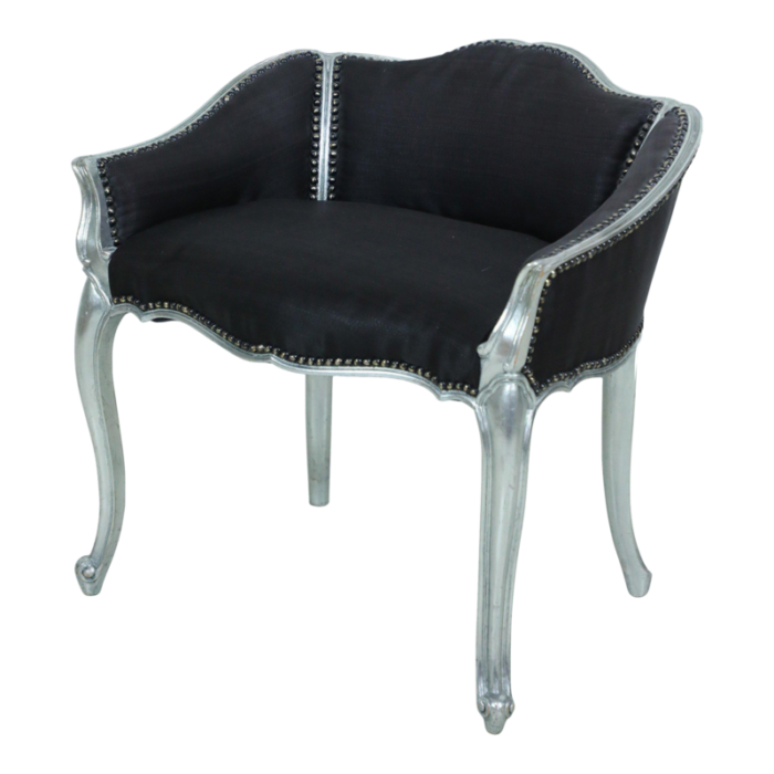 french louis xv style silvered low back vanity chair 0903