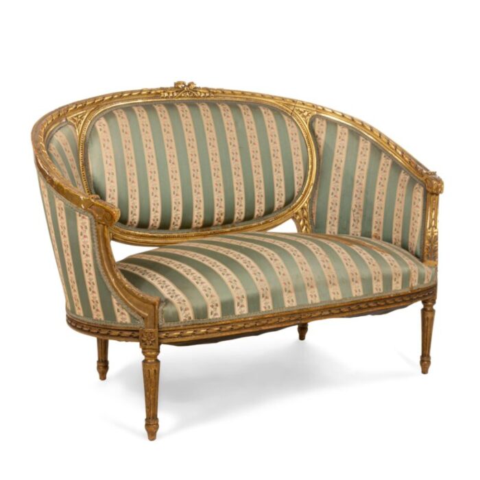 french louis xvi green striped upholstery 0884