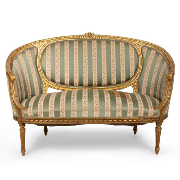 french louis xvi green striped upholstery 0915