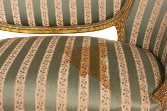 french louis xvi green striped upholstery 1456