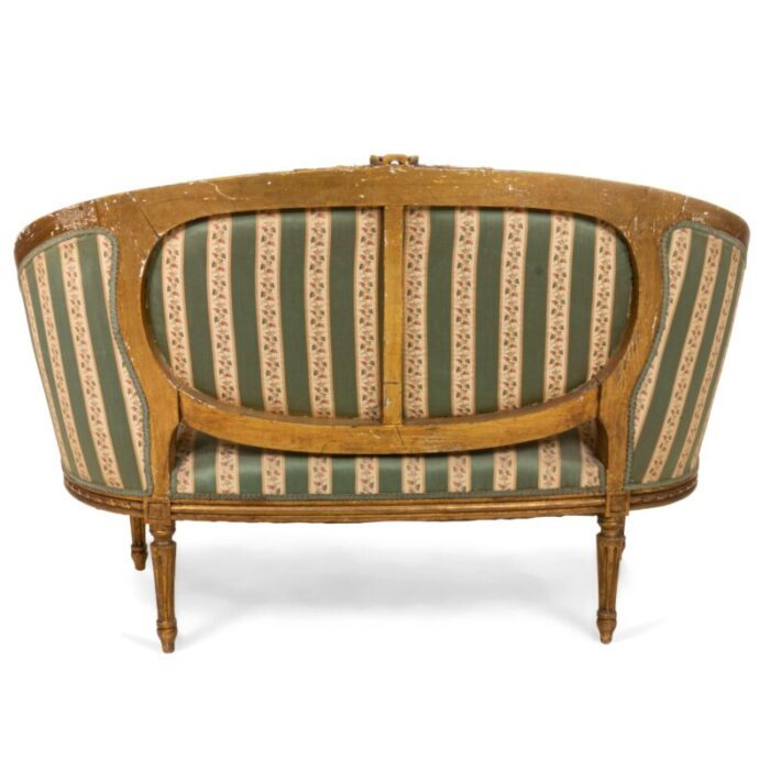 french louis xvi green striped upholstery 6446