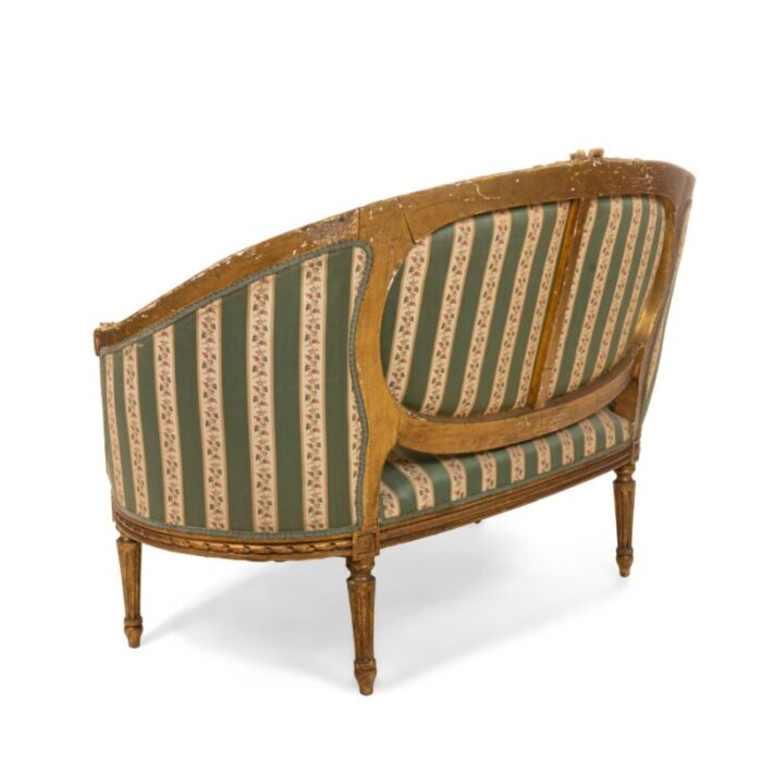 french louis xvi green striped upholstery 7117