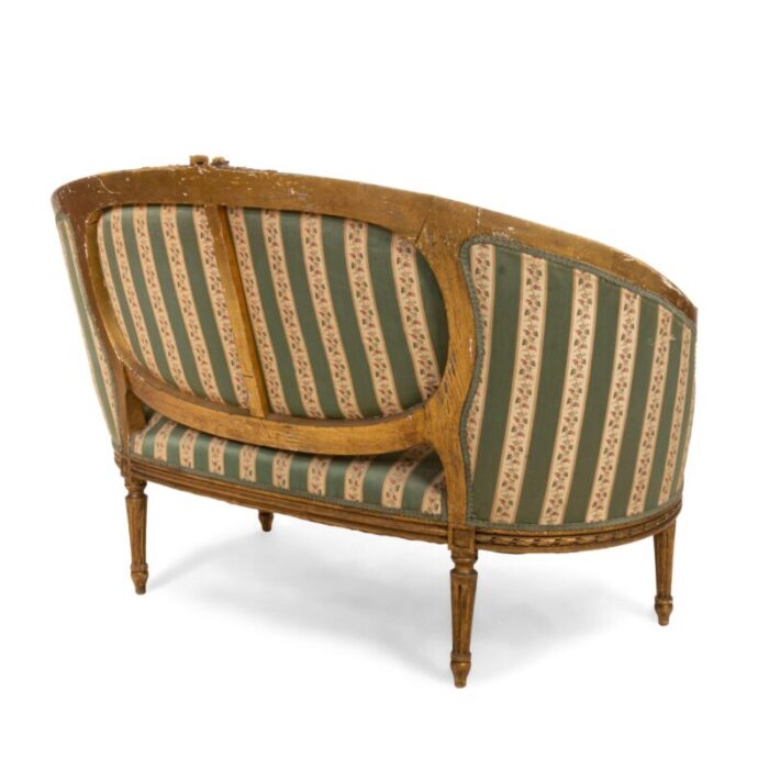 french louis xvi green striped upholstery 7425