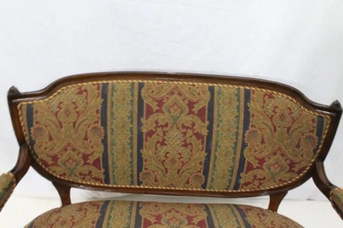 french louis xvi solid walnut loveseat completely reupholstered circa 1920s 6203