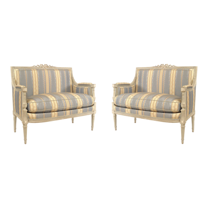 french louis xvi striped loveseats a pair 6176