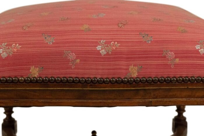 french louis xvi style walnut bench with red upholstery 5327