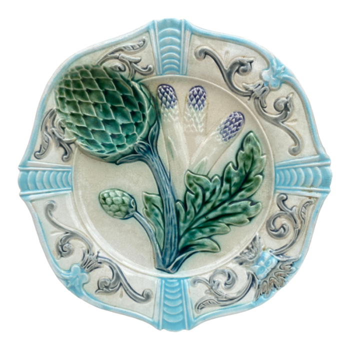 french majolica asparagus plate fives lille circa 1890 3582