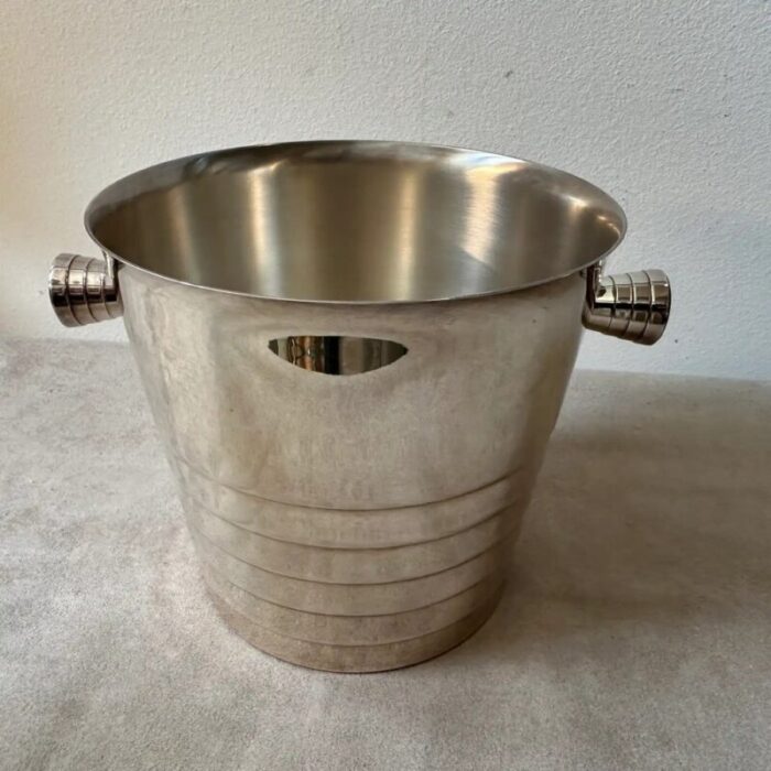 french modernist silver plated ice bucket from christofle 1990s 2