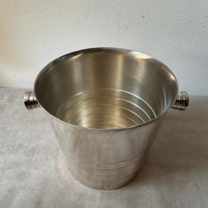 french modernist silver plated ice bucket from christofle 1990s 4