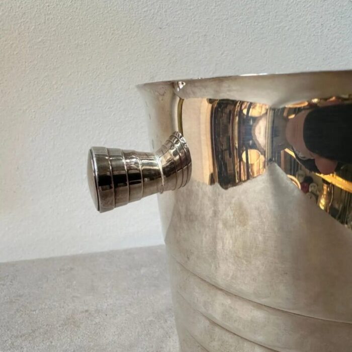 french modernist silver plated ice bucket from christofle 1990s 6