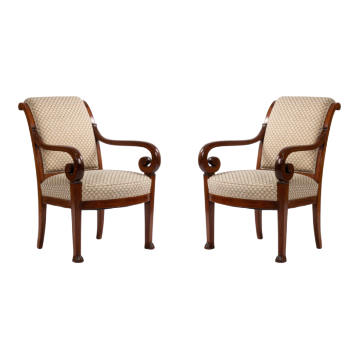 french restoration mahogany armchairs a pair 6091