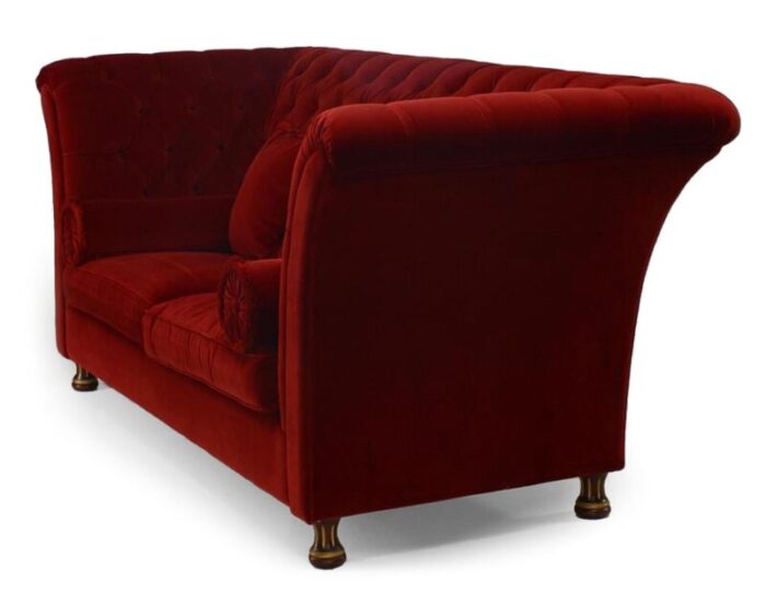 french victorian red tufted velvet settee 4952