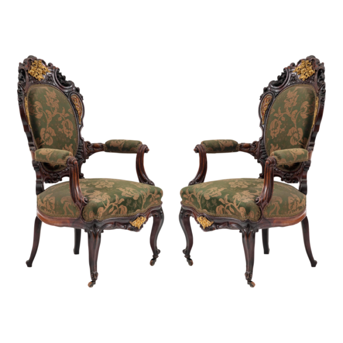 french victorian rosewood armchairs a pair 3389