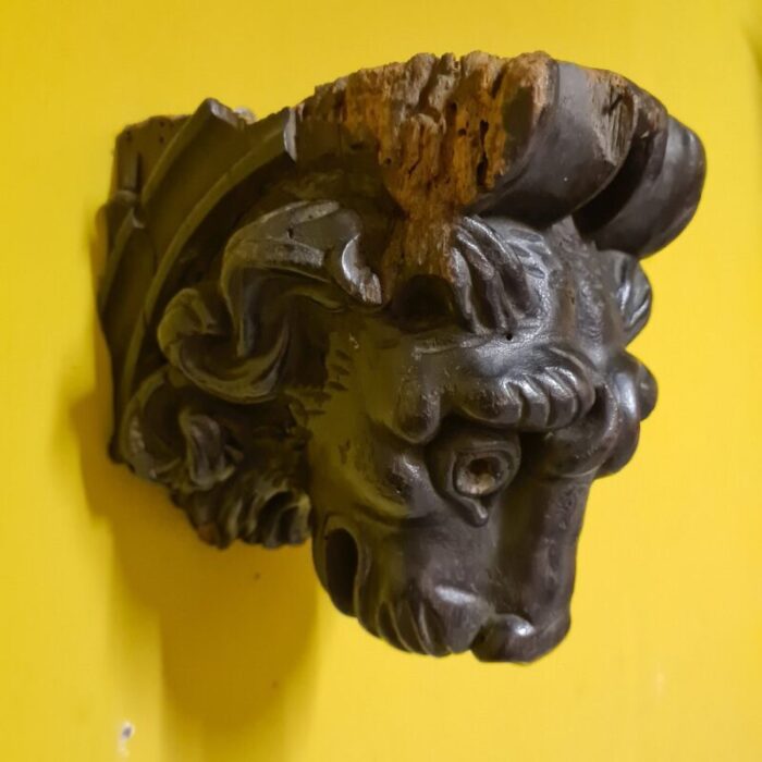 french wooden carving of a lion s head 17th 18th century 1