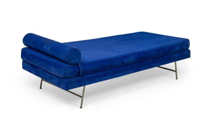 george nelson for herman miller american mid century blue velour and chrome daybed 3886