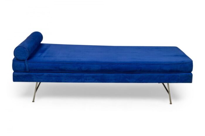 george nelson for herman miller american mid century blue velour and chrome daybed 9467