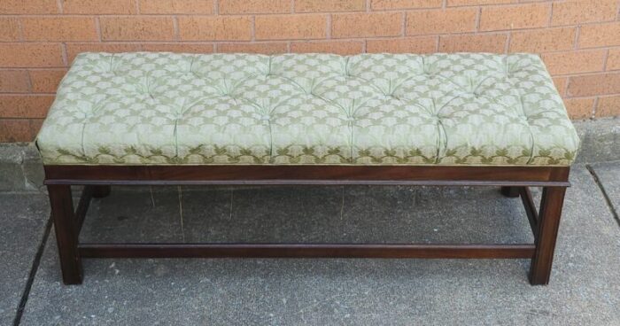 georgian style mahogany and tufted upholstered bench 3265