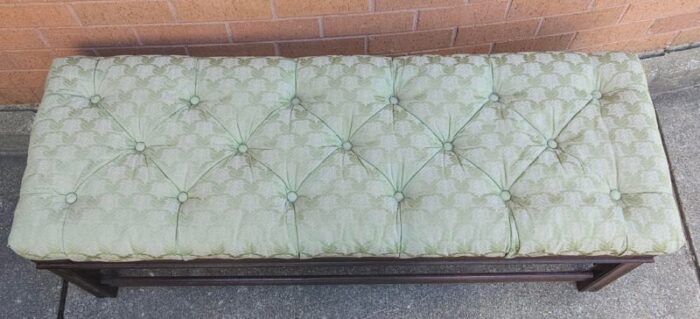 georgian style mahogany and tufted upholstered bench 3842