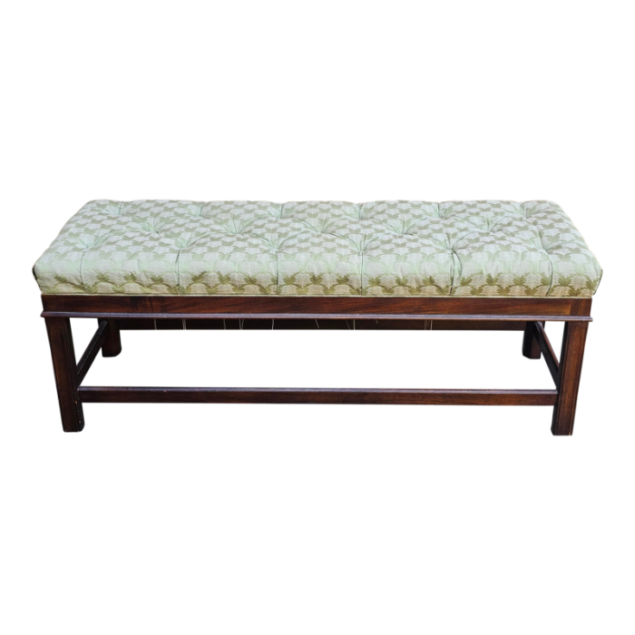 georgian style mahogany and tufted upholstered bench 4387