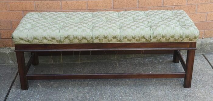 georgian style mahogany and tufted upholstered bench 5405