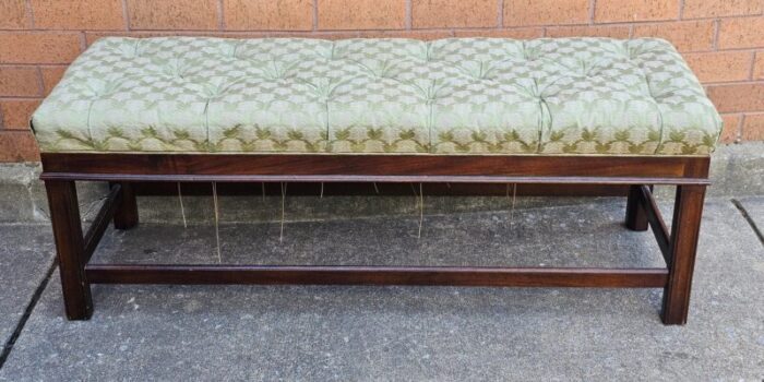 georgian style mahogany and tufted upholstered bench 6745