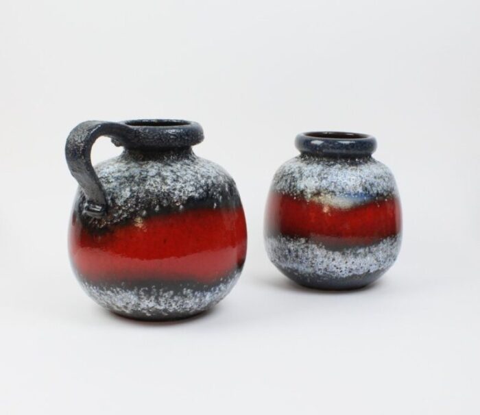 german lava ceramic vases by scheurich 1970s set of 2 1