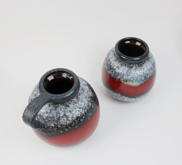 german lava ceramic vases by scheurich 1970s set of 2 3