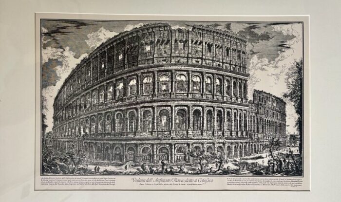 giovanni piranesi print view of the roman colosseum 1760 in black wood frame 9494