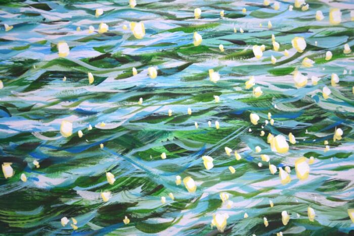 glare in emerald water original contemporary painting 0579